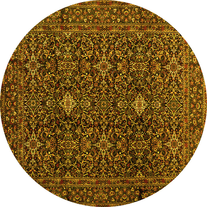 Round Persian Yellow Traditional Rug, tr2166yw