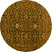 Round Persian Yellow Traditional Rug, tr2166yw