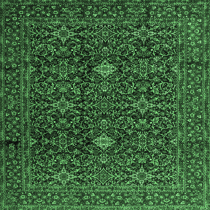 Square Persian Emerald Green Traditional Rug, tr2166emgrn