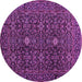 Round Machine Washable Persian Purple Traditional Area Rugs, wshtr2166pur