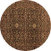 Round Machine Washable Persian Brown Traditional Rug, wshtr2166brn