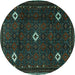 Round Persian Turquoise Traditional Rug, tr2167turq