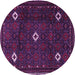 Round Machine Washable Persian Purple Traditional Area Rugs, wshtr2167pur