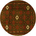 Round Persian Yellow Traditional Rug, tr2167yw