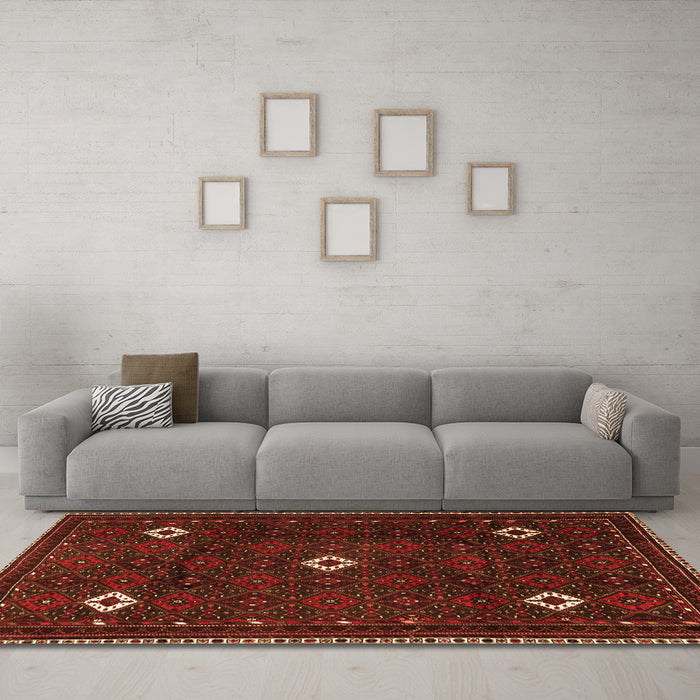 Machine Washable Persian Orange Traditional Area Rugs in a Living Room, wshtr2167org