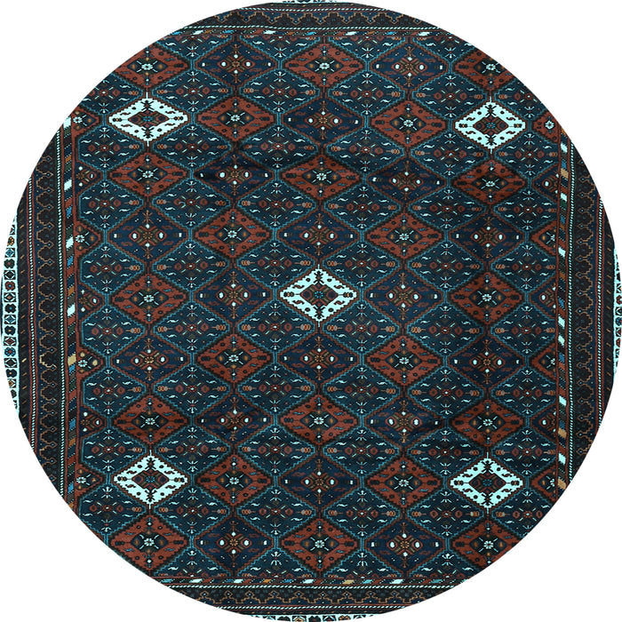 Round Machine Washable Persian Light Blue Traditional Rug, wshtr2167lblu