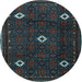 Round Machine Washable Persian Light Blue Traditional Rug, wshtr2167lblu