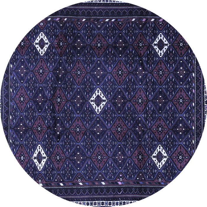 Round Machine Washable Persian Blue Traditional Rug, wshtr2167blu