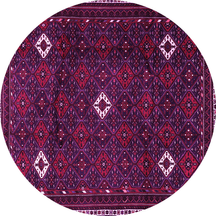 Round Machine Washable Persian Pink Traditional Rug, wshtr2167pnk