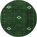 Round Persian Emerald Green Traditional Rug, tr2167emgrn
