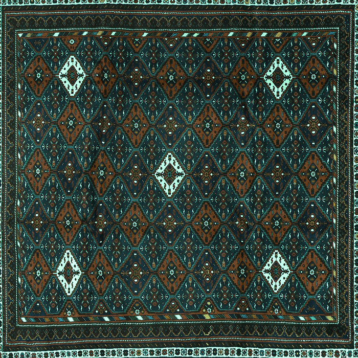 Square Machine Washable Persian Turquoise Traditional Area Rugs, wshtr2167turq