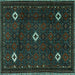 Square Machine Washable Persian Turquoise Traditional Area Rugs, wshtr2167turq