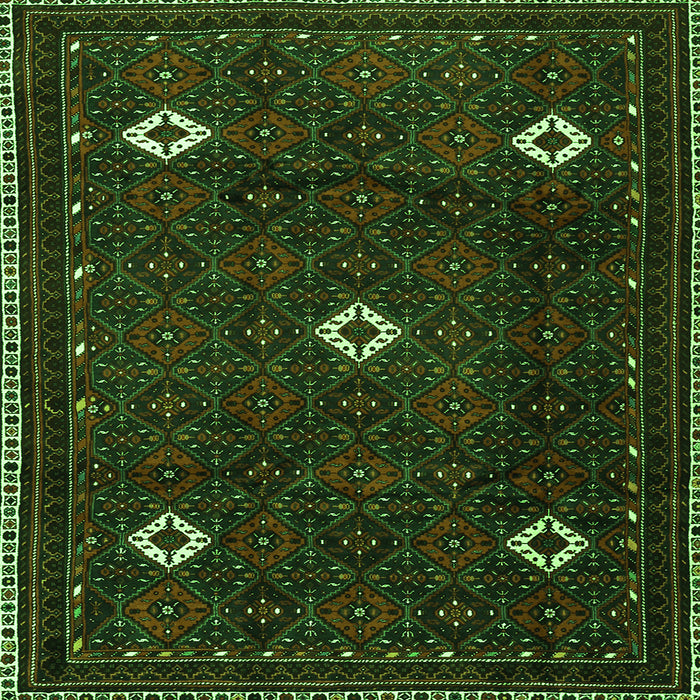 Round Machine Washable Persian Green Traditional Area Rugs, wshtr2167grn