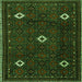 Round Machine Washable Persian Green Traditional Area Rugs, wshtr2167grn