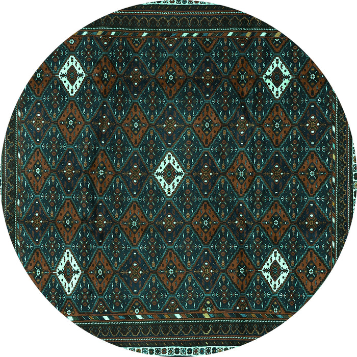 Round Machine Washable Persian Turquoise Traditional Area Rugs, wshtr2167turq