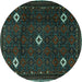 Round Machine Washable Persian Turquoise Traditional Area Rugs, wshtr2167turq