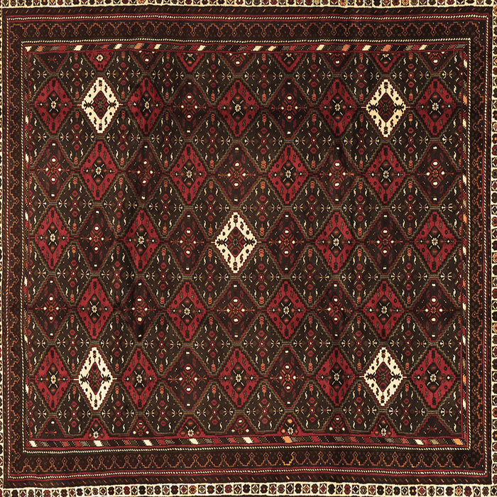 Square Machine Washable Persian Brown Traditional Rug, wshtr2167brn