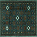 Square Persian Turquoise Traditional Rug, tr2167turq