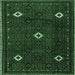 Square Machine Washable Persian Emerald Green Traditional Area Rugs, wshtr2167emgrn