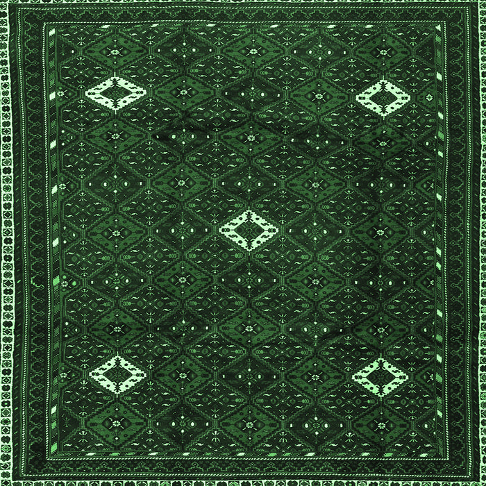 Square Persian Emerald Green Traditional Rug, tr2167emgrn