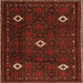 Round Machine Washable Persian Orange Traditional Area Rugs, wshtr2167org