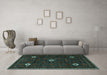 Machine Washable Persian Turquoise Traditional Area Rugs in a Living Room,, wshtr2167turq