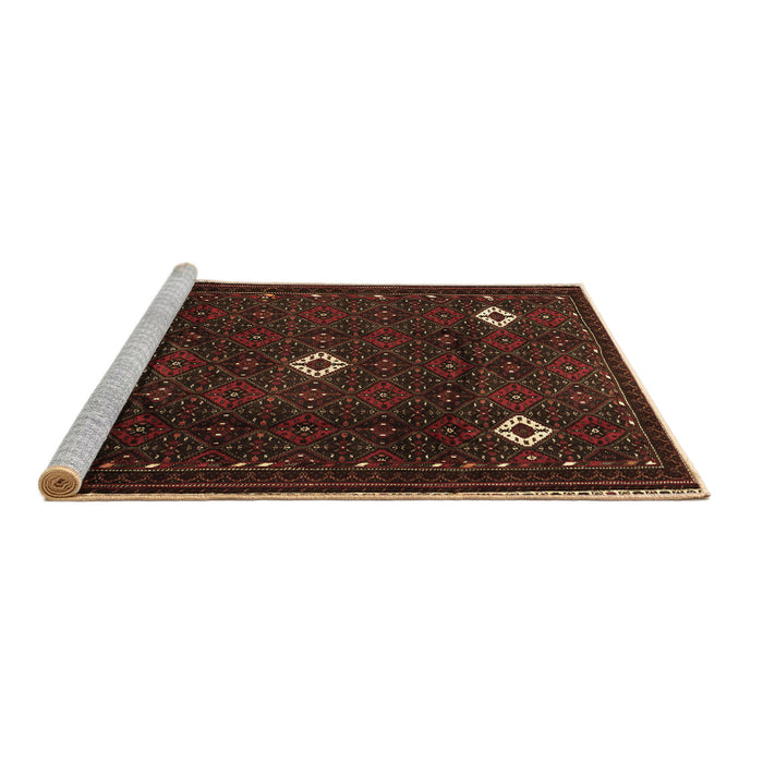Sideview of Machine Washable Persian Brown Traditional Rug, wshtr2167brn