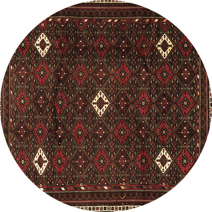 Round Machine Washable Persian Brown Traditional Rug, wshtr2167brn