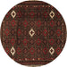 Round Machine Washable Persian Brown Traditional Rug, wshtr2167brn