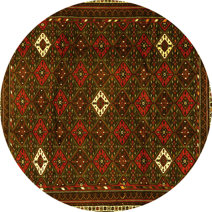 Round Machine Washable Persian Yellow Traditional Rug, wshtr2167yw