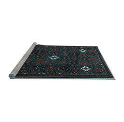 Sideview of Machine Washable Persian Light Blue Traditional Rug, wshtr2167lblu