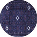 Round Persian Blue Traditional Rug, tr2167blu