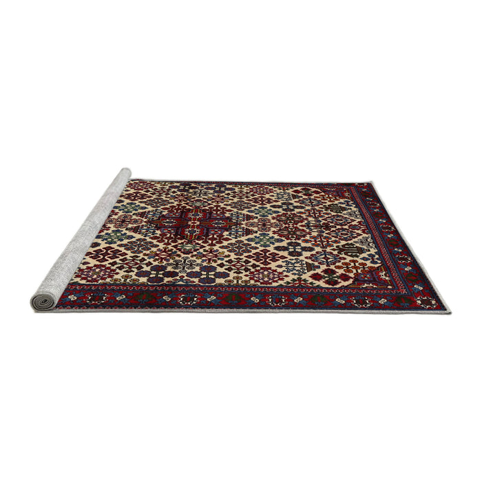 Sideview of Machine Washable Traditional Deep Red Rug, wshtr2168