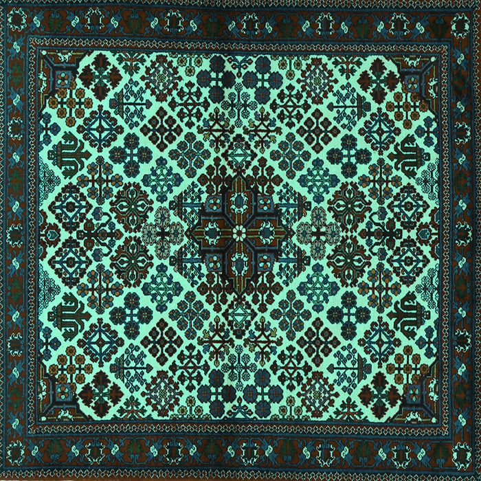 Square Machine Washable Persian Turquoise Traditional Area Rugs, wshtr2168turq