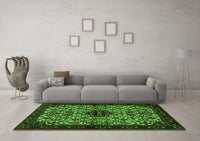 Machine Washable Persian Green Traditional Rug, wshtr2168grn