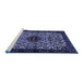 Sideview of Machine Washable Persian Blue Traditional Rug, wshtr2168blu