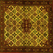 Square Machine Washable Persian Yellow Traditional Rug, wshtr2168yw