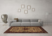 Machine Washable Persian Brown Traditional Rug in a Living Room,, wshtr2168brn