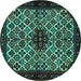 Round Persian Turquoise Traditional Rug, tr2168turq