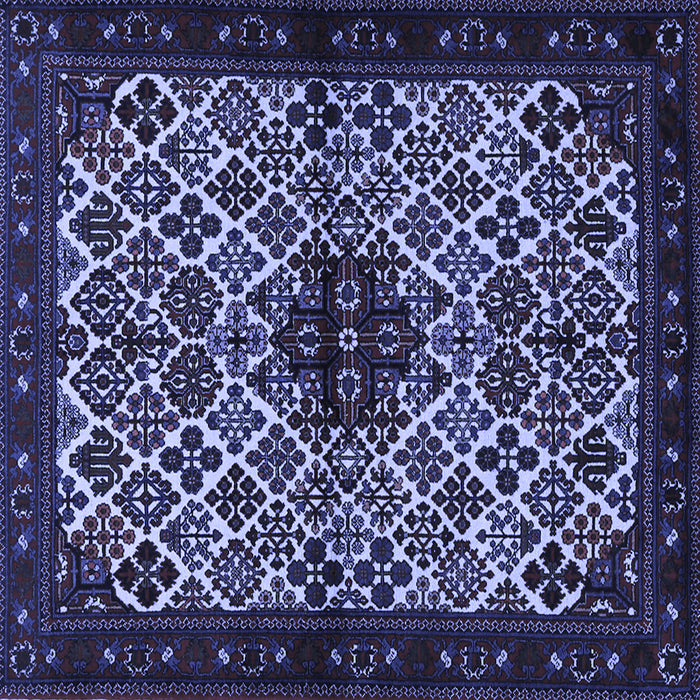 Square Machine Washable Persian Blue Traditional Rug, wshtr2168blu