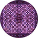 Round Machine Washable Persian Purple Traditional Area Rugs, wshtr2168pur