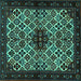 Square Persian Turquoise Traditional Rug, tr2168turq