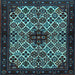 Square Machine Washable Persian Light Blue Traditional Rug, wshtr2168lblu