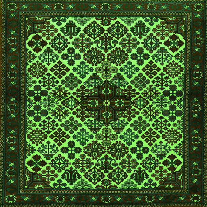 Round Machine Washable Persian Green Traditional Area Rugs, wshtr2168grn