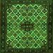 Round Machine Washable Persian Green Traditional Area Rugs, wshtr2168grn