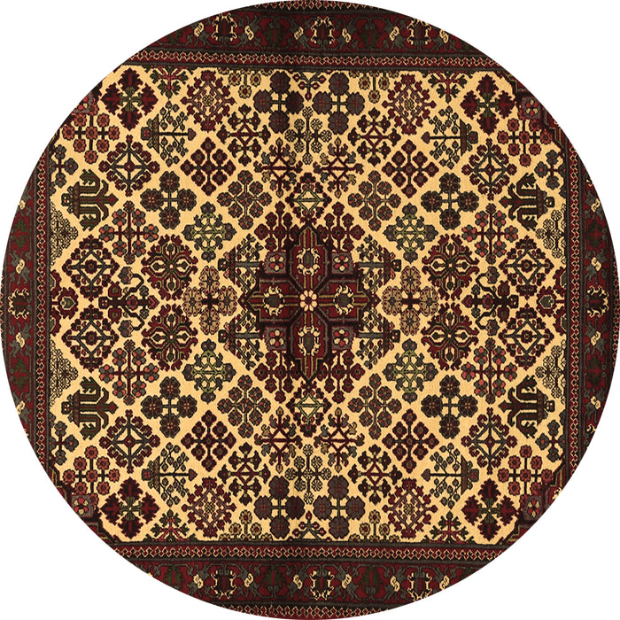 Round Machine Washable Persian Brown Traditional Rug, wshtr2168brn