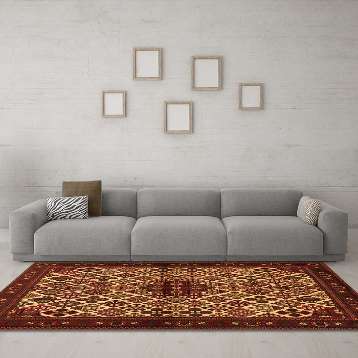 Machine Washable Persian Orange Traditional Area Rugs in a Living Room, wshtr2168org