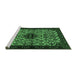 Sideview of Machine Washable Persian Emerald Green Traditional Area Rugs, wshtr2168emgrn