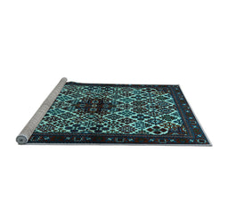 Sideview of Machine Washable Persian Light Blue Traditional Rug, wshtr2168lblu