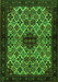 Serging Thickness of Machine Washable Persian Green Traditional Area Rugs, wshtr2168grn